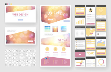 Website design template and interface elements