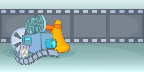 Sticker - Cinema movie horizontal banner film, cartoon style