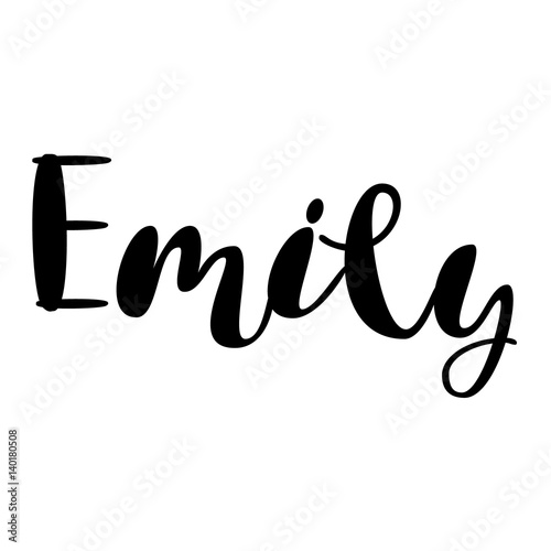 Female name - Emily. Lettering design. Handwritten typography. Vector