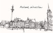 Sketch Cityscape of Poland, Wroclaw city ,free hand draw illustration vector