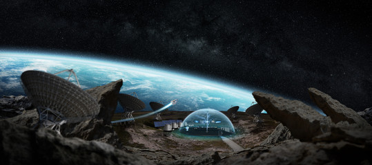Aufkleber - Observatory station in space 3D rendering elements of this image furnished by NASA