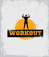 Wall Mural - Strong Fitness Gym Workout Motivation Design Elements. Sport Fit Sign Vector On Rough Background