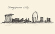 sketch cityscape of Singapore skyline, free hand draw illustration vector