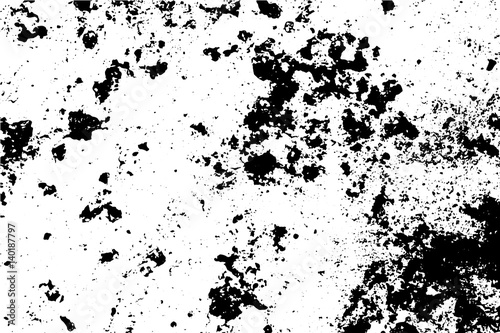 Grunge texture with natural spots and grain. Black stains on transparent background.
