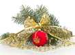 Bright christmas composition with ball with bow