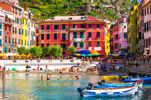 Scenic Vernazza village, beautiful place in Cinque Terre, Italy. Poster