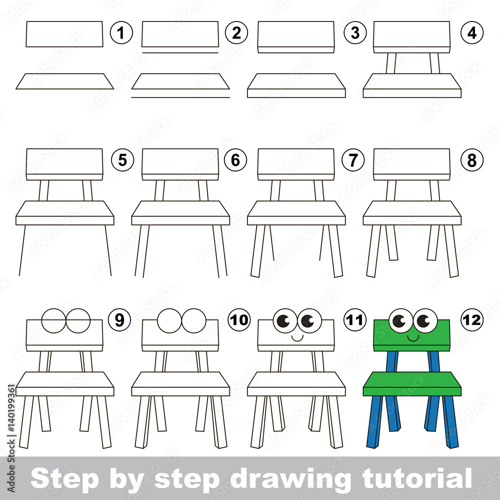 Drawing tutorial for preschool children. Stock Vector | Adobe Stock