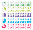 Set of pie chart infographic elements. 0, 5, 10, 15, 20, 25, 30, 35, 40, 45, 50, 55, 60, 65, 70, 75, 80, 85, 90, 95, 100 percents.