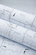 © worldwide_stock - architectural drawing paper rolls of a dwelling for construction