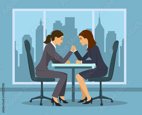Business Competition Concept Two Businesswoman Employee