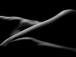 sexy body nude woman. naked sensual beautiful girl. artistic black and white photo.
