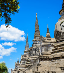 Wall Mural - Ancient Pagoda in Wat Phrasisanpetch (Phra Si Sanphet). Ayutthaya historical city, Thailand