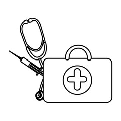 Wall Mural - figure suitcase health with stethoscope and syringe , vector illustraction design