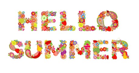 Poster - Hello, summer! Print with flowers and fruits