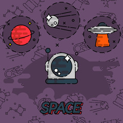 Wall Mural - Space flat concept icons