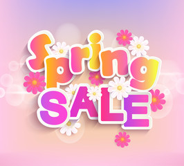 Wall Mural - Spring sale label, 50 percent discount.