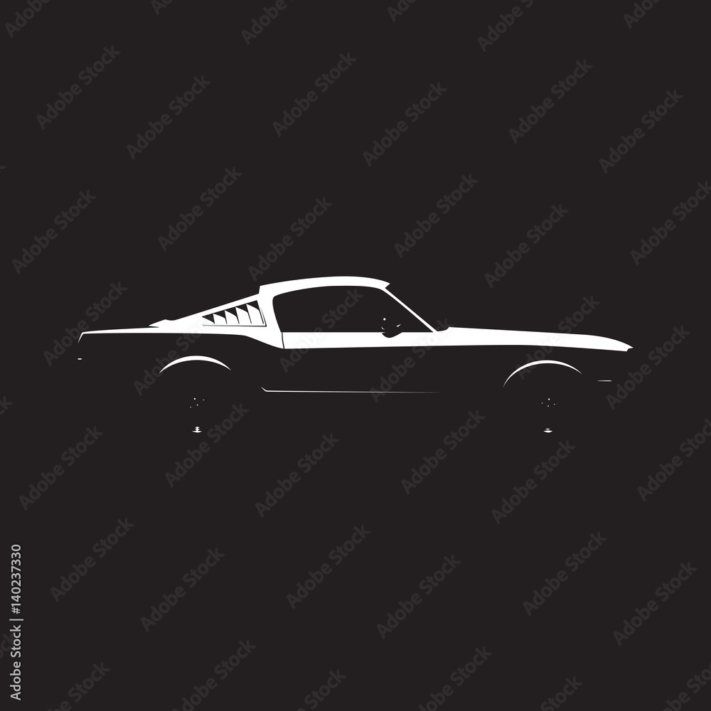 Vector muscle car silhouette - obrazy, fototapety, plakaty 
