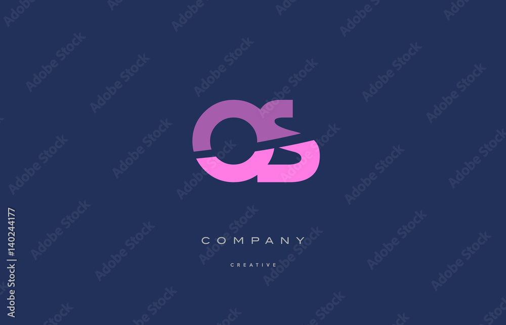 os o s  pink blue alphabet letter logo icon - obrazy, fototapety, plakaty 