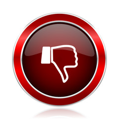 Poster - Dislike red silver metallic web and smartphone vector icon isolated on white background.