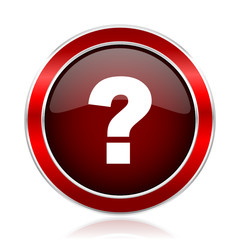 Aufkleber - Question mark red silver metallic web and smartphone vector icon isolated on white background.