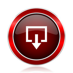Poster - Exit red round glossy vector web icon. Circle modern design chrome metal border abstract sign for smartphone applications