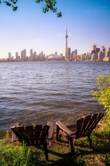 Wall Mural - View of Toronto Cityscape during sunset taken from Toronto Central Island