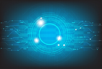 Poster - vector future technology circle with various technological on blue background.