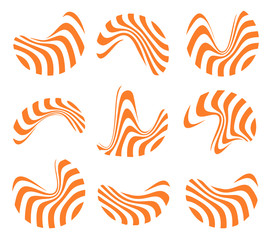 Aufkleber - Isolated abstract orange and white logo set of wavy lines, curve shape striped logotype collection vector illustration