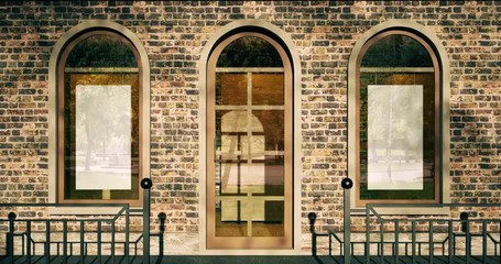 Wall Mural - 4k. modern empty store front with big windows.