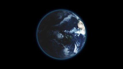 Wall Mural - Realistic Earth Rotating on Black (Loop). Globe is centered in frame, with correct rotation in seamless loop. Texture map courtesy of NASA.