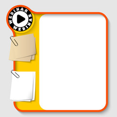 Poster - Vector text frames for any text with two paper clips and webinar icon