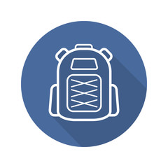 Sticker - Backpack flat linear long shadow icon