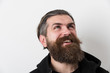 © Volodymyr - bearded happy brutal caucasian man in black jacket