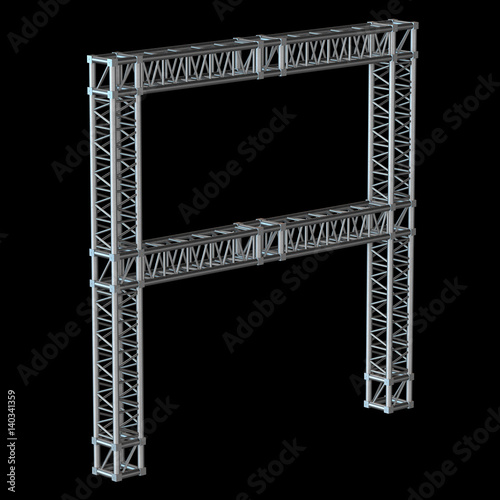 Steel Truss Girder Element Banner Construction 3d Render Isolated