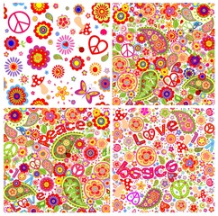 Poster - Collection of childish funny colorful hippie wallpapers