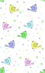 Poster - colored birds with dots seamless pattern vector
