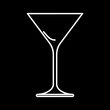 Icon of martini glass white contour on black background of vector illustration