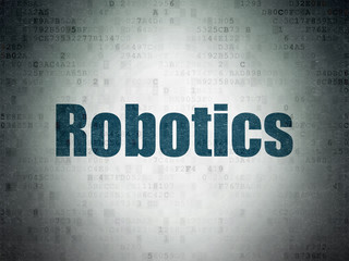 Science concept: Robotics on Digital Data Paper background