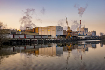 modern paper factory in Germany with its own port, oriented to the processing of waste paper