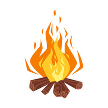 Vector Cartoon Style Illustration Of Bonfire.