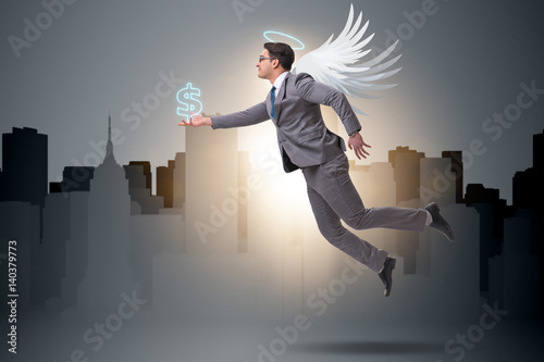 Fotografía Angel investor concept with businessman with wings