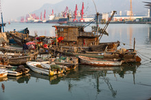 Rural Fishing Boats In Chinese Harbour