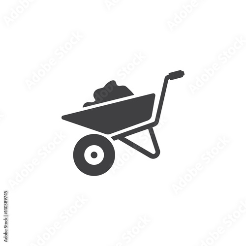 Cuadros en Lienzo wheelbarrow icon on the white background