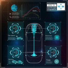 Poster - Futuristic user interface. HUD UI. Abstract virtual graphic touch user interface. Cars infographic. Vector science abstract.  Vector illustration.