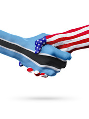 Wall Mural - Flags Botswana and United States countries, overprinted handshake.