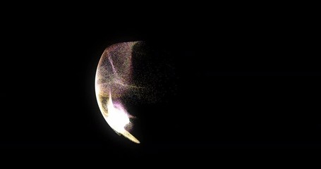 Poster - abstract 4k motion background loop with particles and sphere. atom science technology,energy circle 