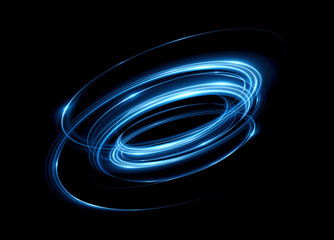 Wall Mural - Glow effect. Ribbon glint. Abstract rotational border lines. Power energy. LED glare tape. Luminous shining neon lights cosmic abstract frame. Magic design round whirl. Swirl trail effect.