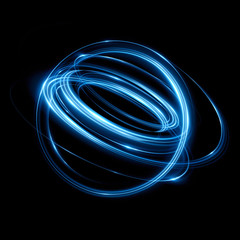 Wall Mural - Abstract ring background with luminous swirling backdrop. light circles light effect. Glowing cover. Image of color atoms and electrons. Physics concept. Nanotechnology flow sparks.