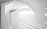 Fototapeta  - Abstract white interior with neon lighting. 3D illustration and rendering.