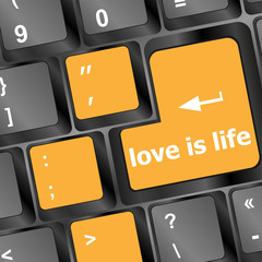 Poster - Modern keyboard with love is life text symbols